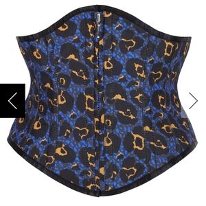 Front Zip Leopard Print Waspie Corset